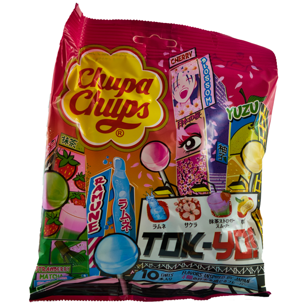 Chupa Chups Tokyo Limited (Ramune, Sakura, smoothie fraise matcha, Yuzu)