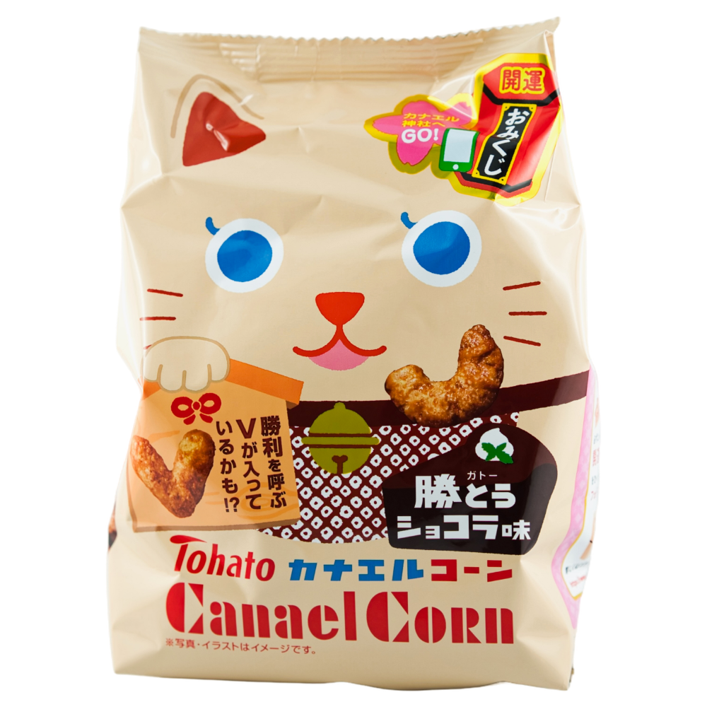TOHATO Lucky Cat snack di mais al caramello e cioccolato